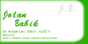 jolan babik business card